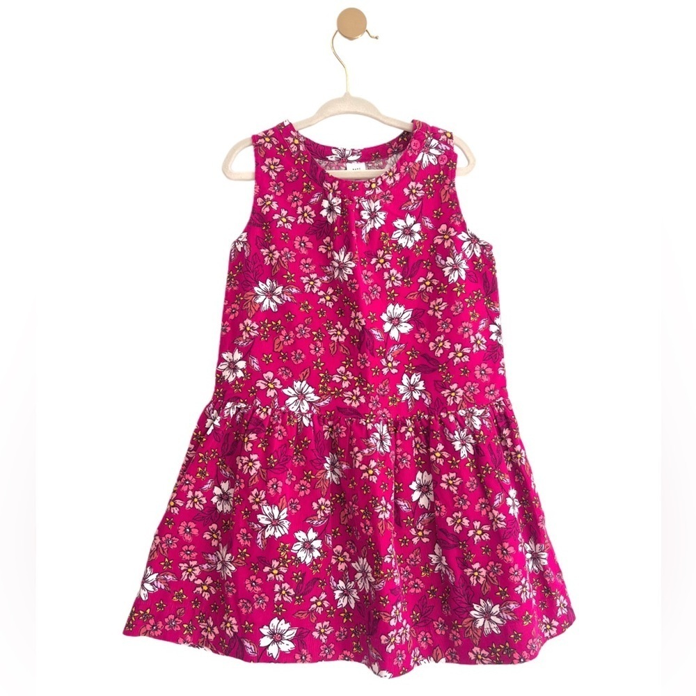 GAP Kids Fuschia Floral Cotton Corduroy Dress | Girls 4T - LIKE NEW